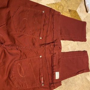 Seven7 tummy-less high rise skinny jeans burnt red 14